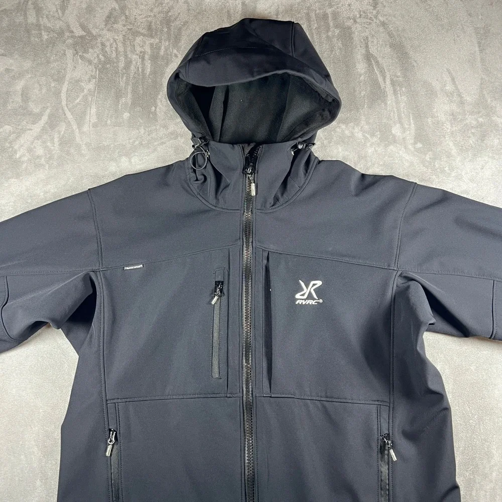 RevolutionRace Hiball Jacket Mens XL Black Softshell Hooded Outdoor Style 10014
